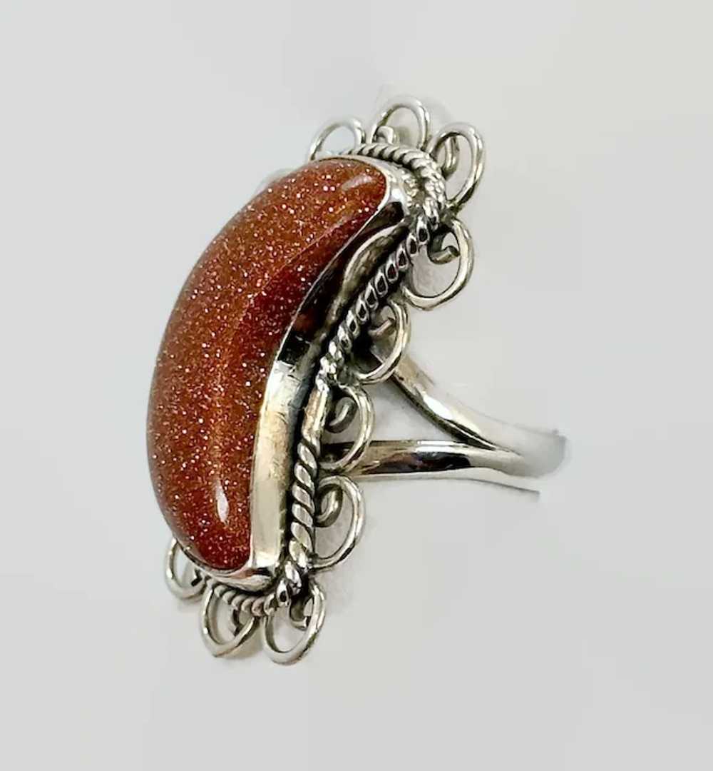 Goldstone Ring, Moon Ring, Sterling Silver, Artis… - image 3