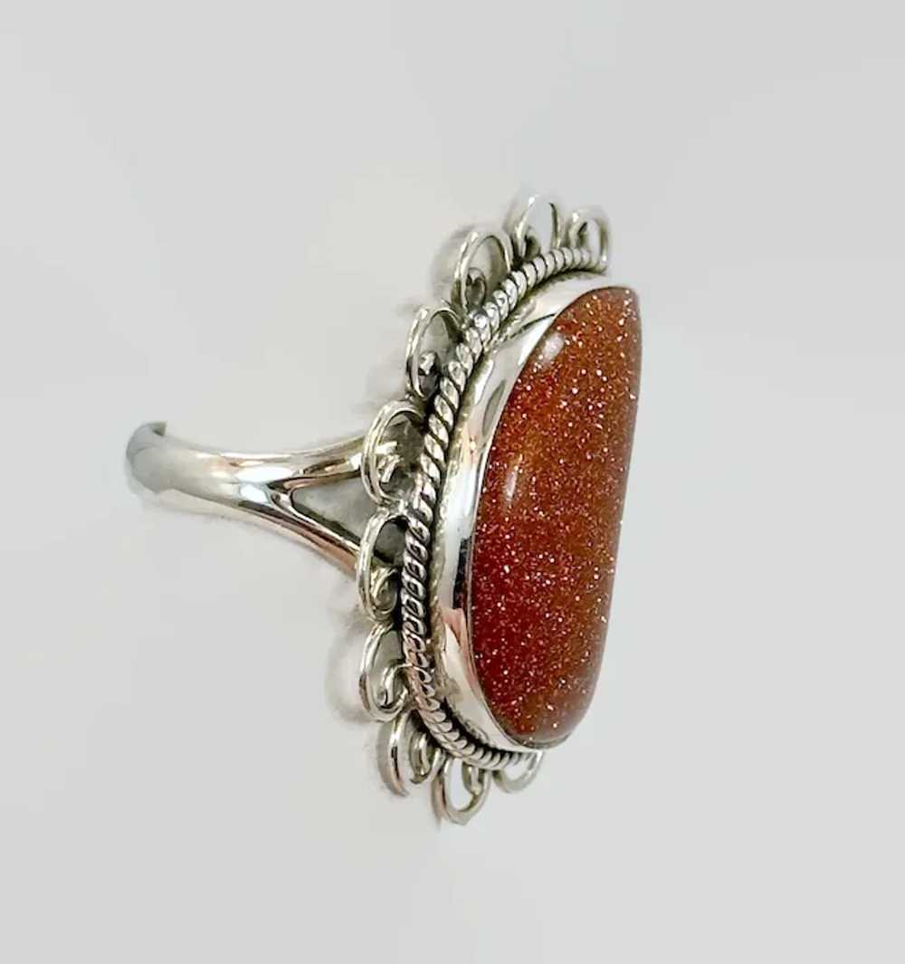 Goldstone Ring, Moon Ring, Sterling Silver, Artis… - image 4