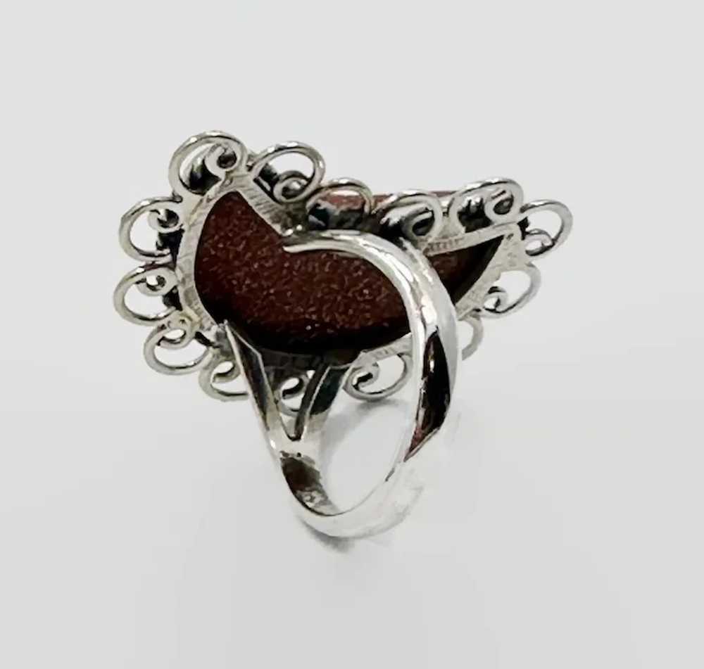 Goldstone Ring, Moon Ring, Sterling Silver, Artis… - image 5