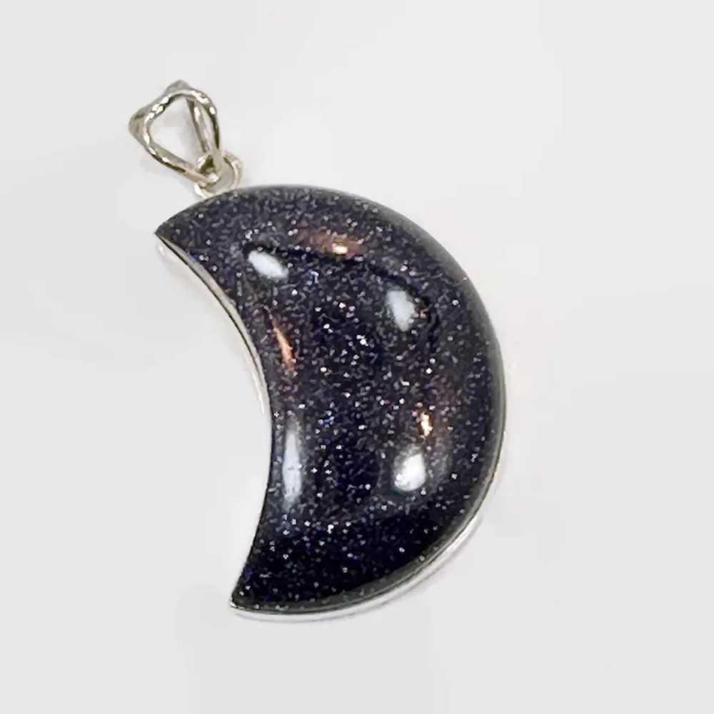 Moon Pendant, Purple Goldstone, Sterling Silver, … - image 2