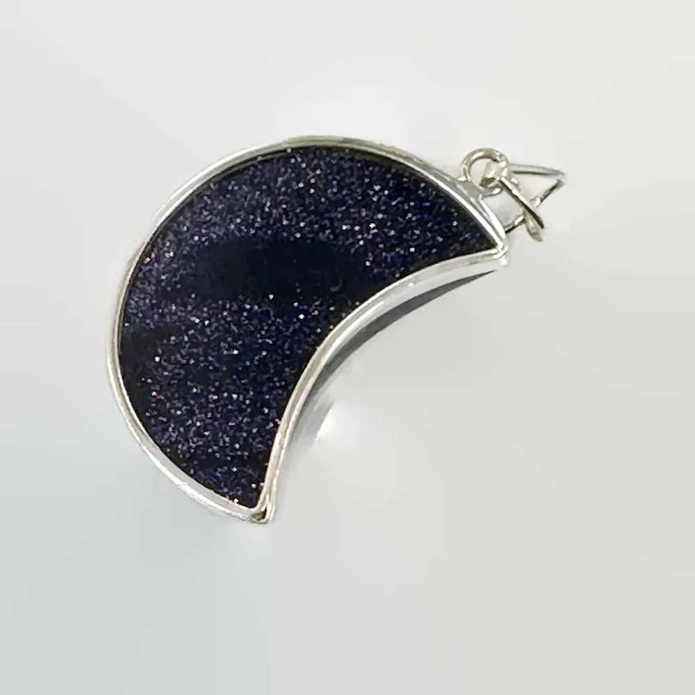 Moon Pendant, Purple Goldstone, Sterling Silver, … - image 5