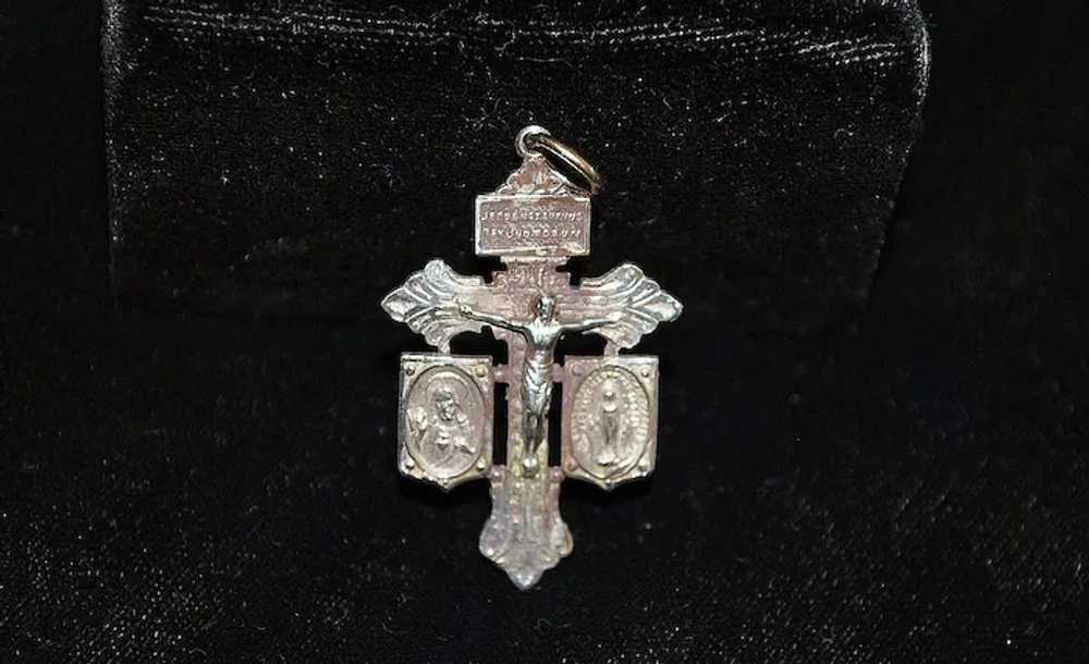 Sterling Silver Crucifix Cross Pendant - 1920's - image 2