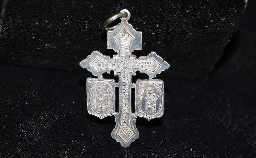 Sterling Silver Crucifix Cross Pendant - 1920's - image 3