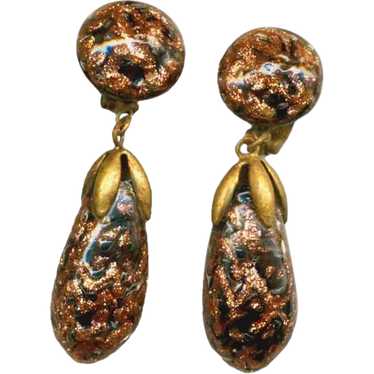 Gold & Black MURANO GLASS Earrings - image 1