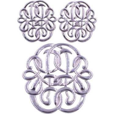 Brooch Pin Pierced Earrings Demi Monogram Style - image 1