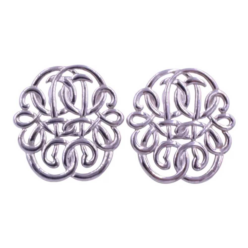 Brooch Pin Pierced Earrings Demi Monogram Style - image 2