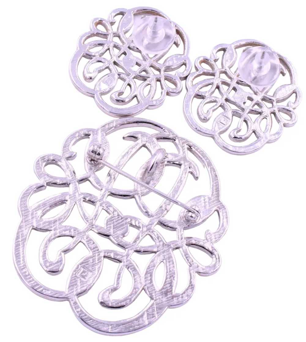 Brooch Pin Pierced Earrings Demi Monogram Style - image 4