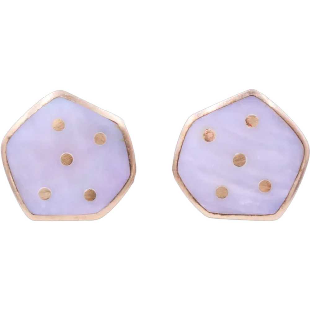 Toggle Cufflinks Geometric Design Mother of Pearl… - image 1