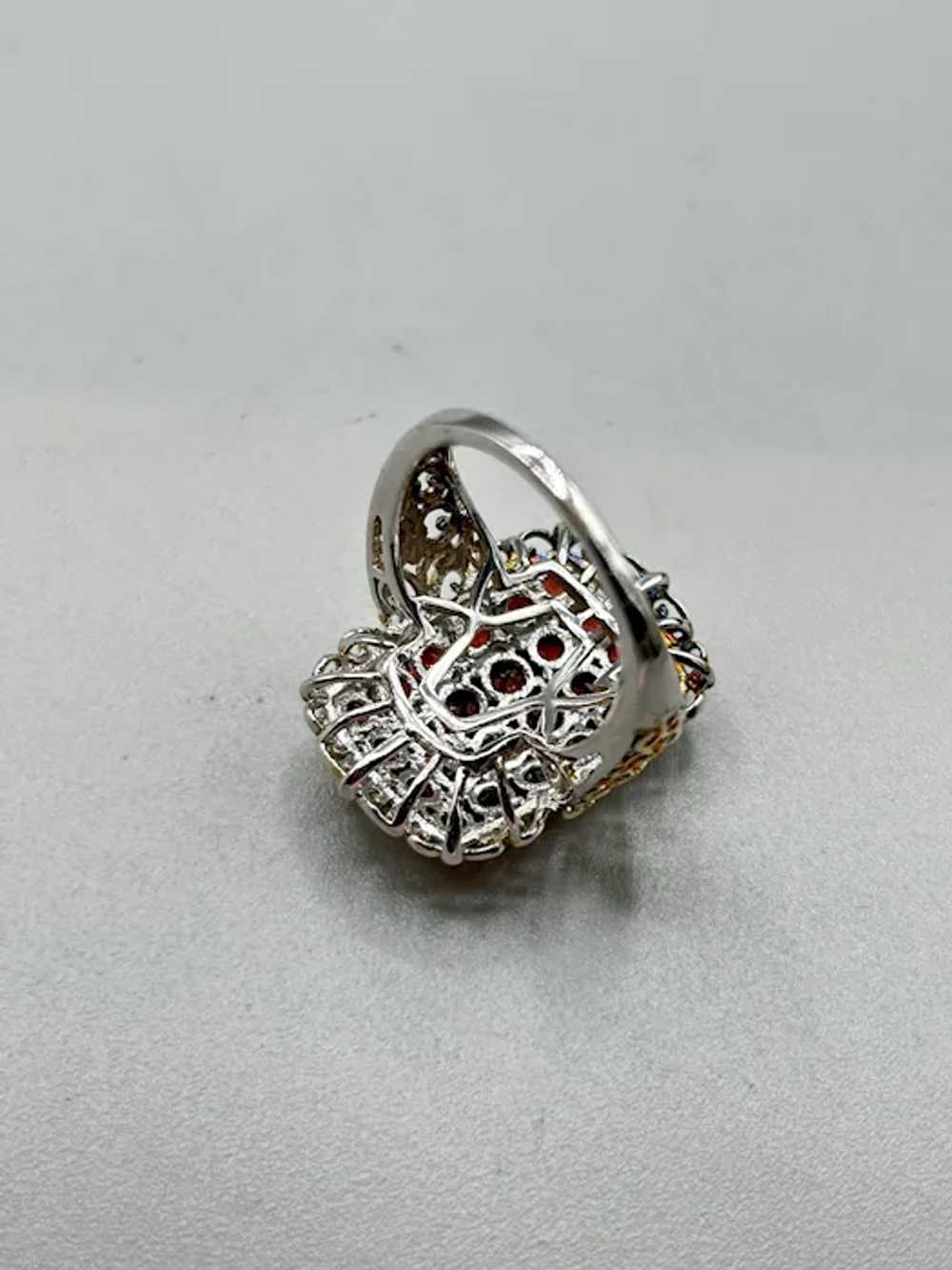 Rectangular Ring with Garnets Size 8 Sterling Sil… - image 7