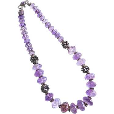 Faceted Amethyst & Sterling Bead Necklace