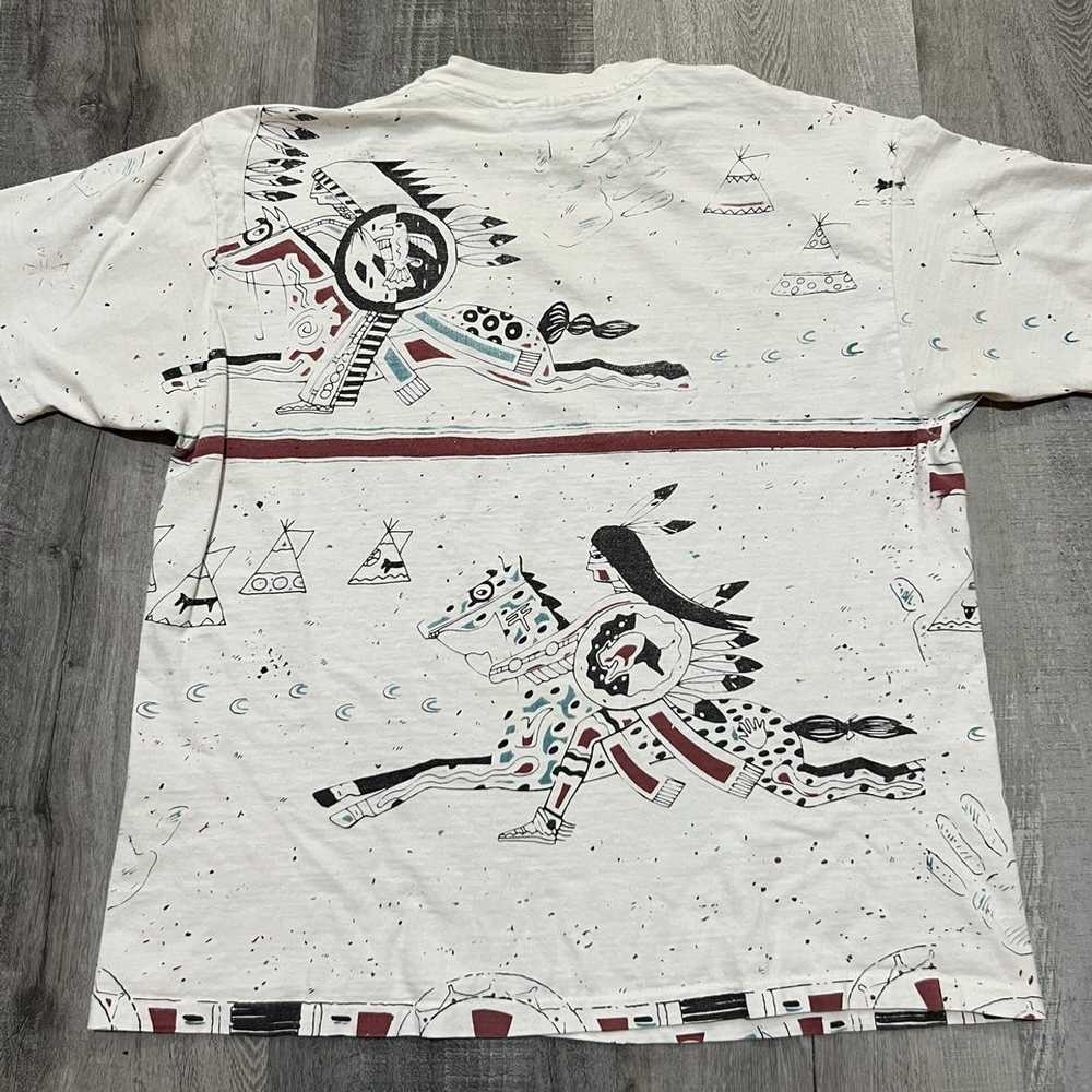 Hanes × Vintage VTG Navajo Indian Tribal 90s AOP … - image 3