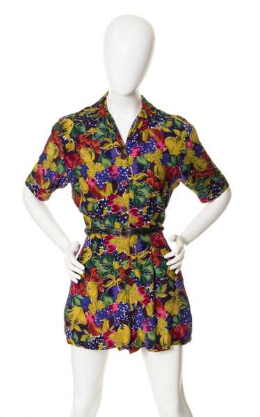 1980s Fruit Novelty Print Romper with Pockets | s… - image 1