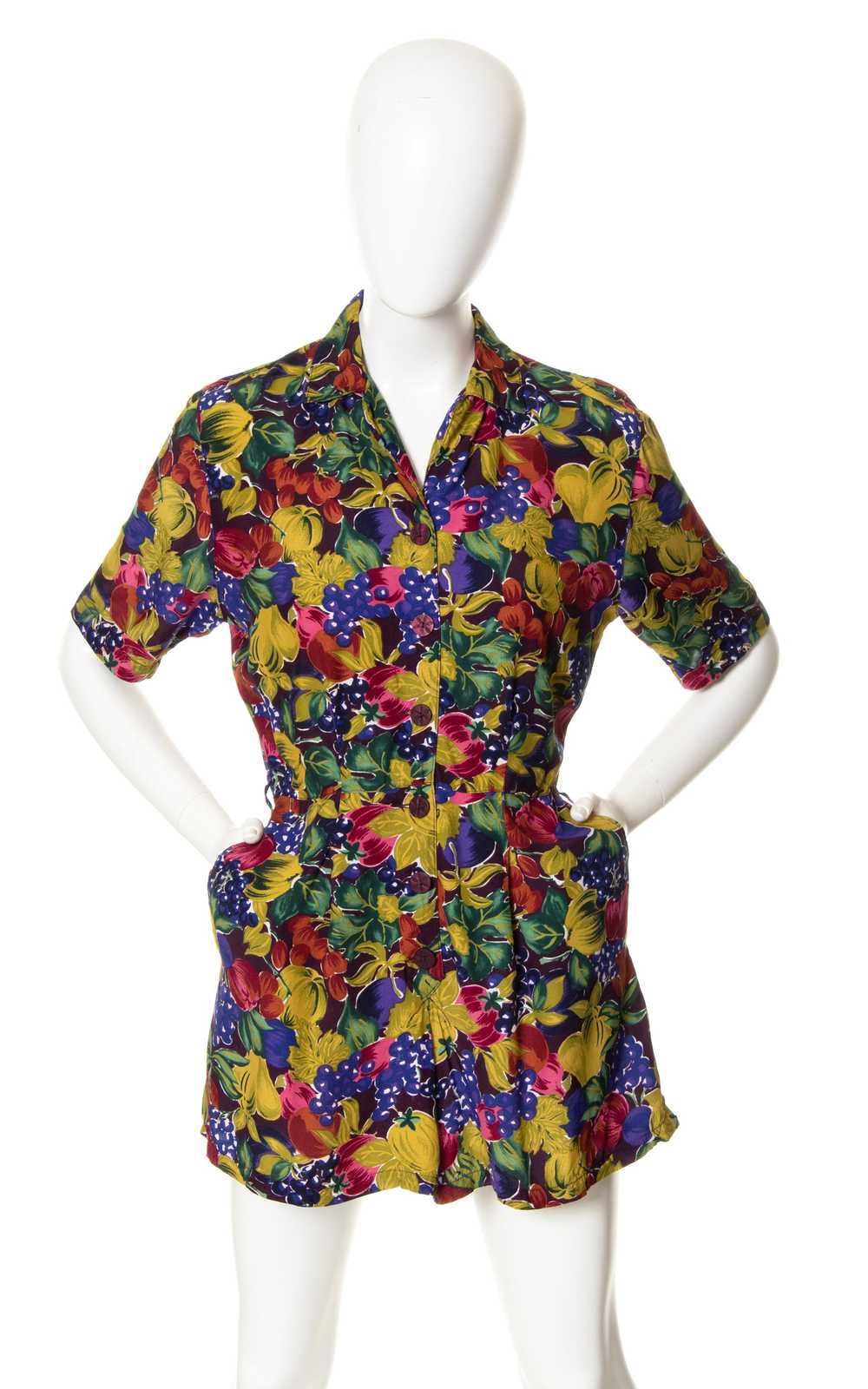 1980s Fruit Novelty Print Romper with Pockets | s… - image 3