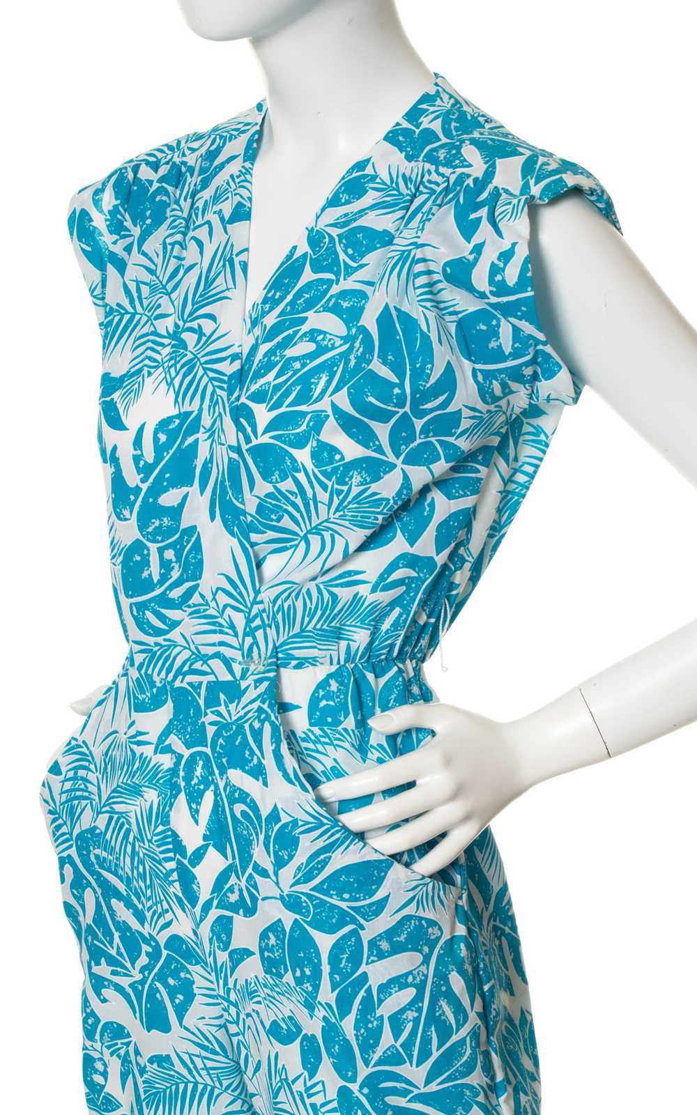 1980s Tropical Leaves Jumpsuit with Pockets | x-s… - image 2