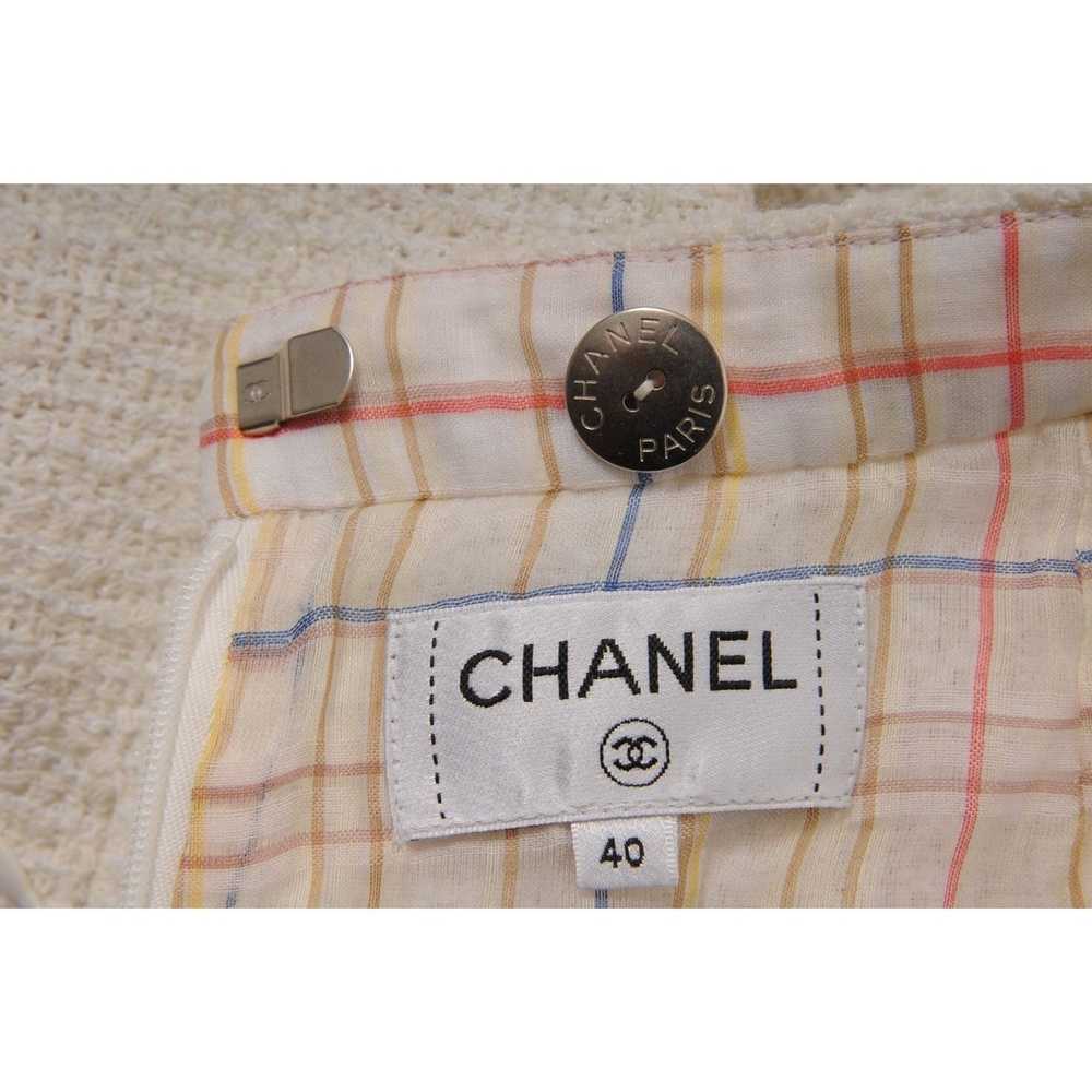 Chanel CC Nude Tan White Cargo Logo Tweed Mini Sk… - image 9