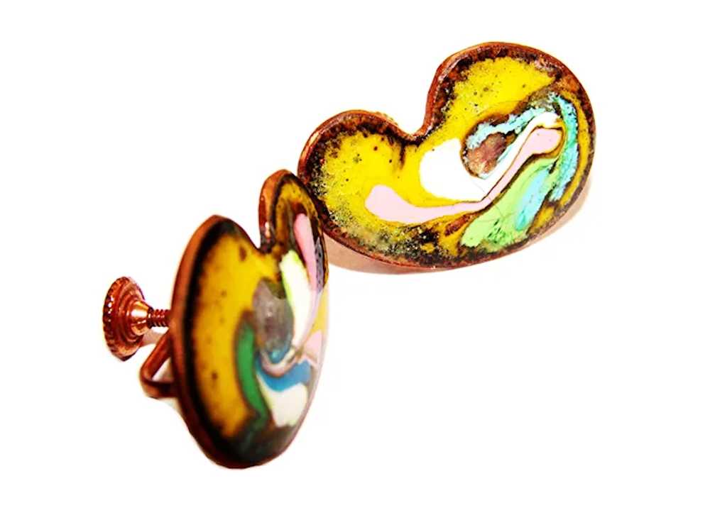 HAND-PAINTED Artist's Palette Earrings - Copper M… - image 3