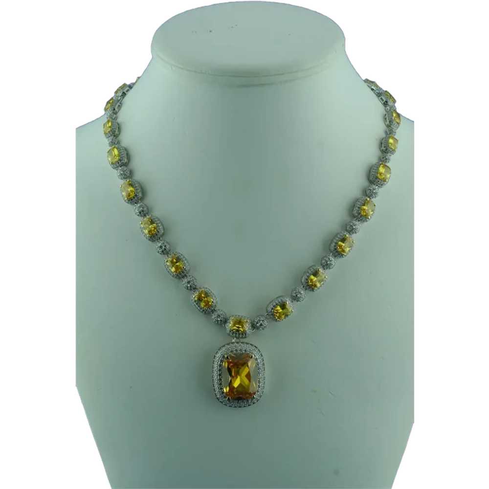 Gorgeous Citrine and Diamond CZ Necklace - image 1