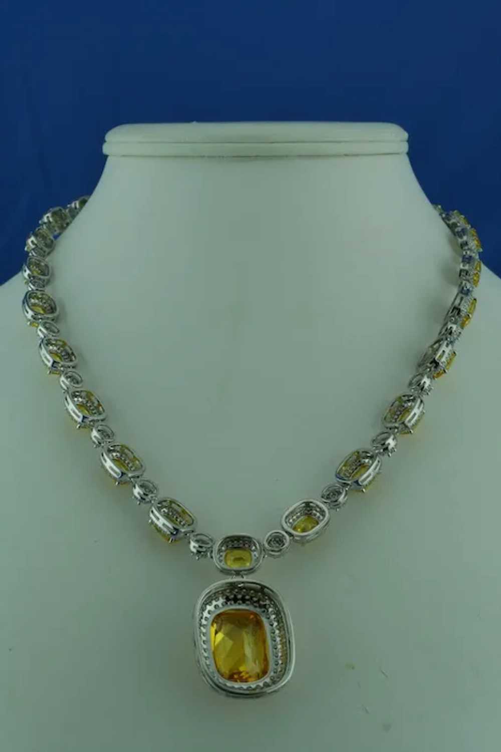 Gorgeous Citrine and Diamond CZ Necklace - image 2