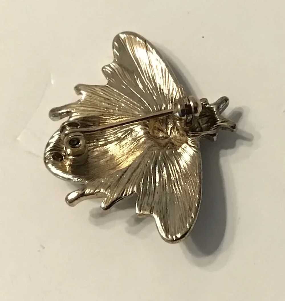 Vintage Figural Gold Tone Bee Pin with Green Rhin… - image 6