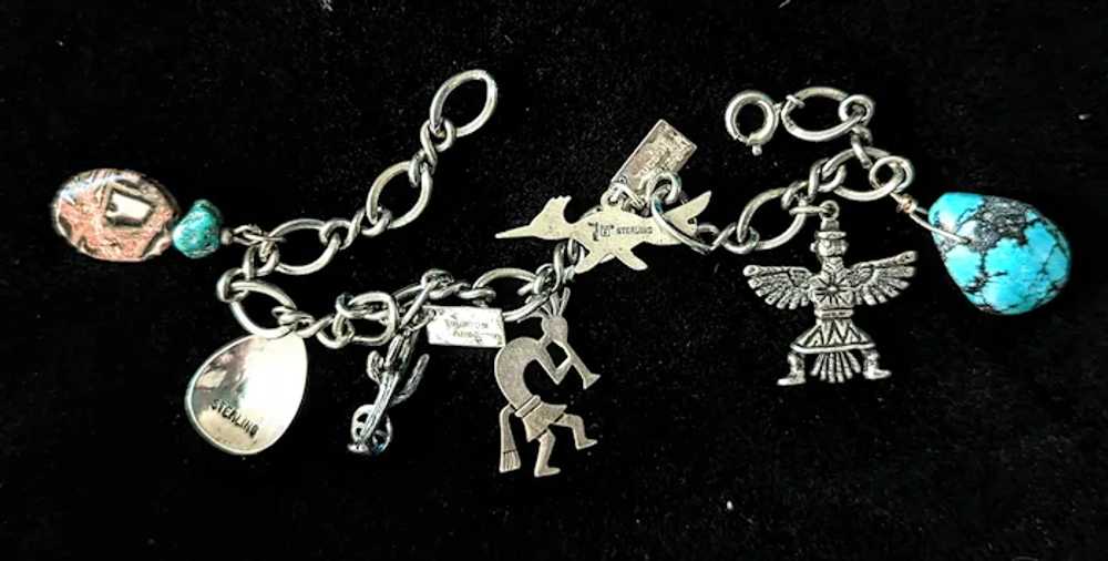 Authentic Southwestern Sterling silver charm brac… - image 4