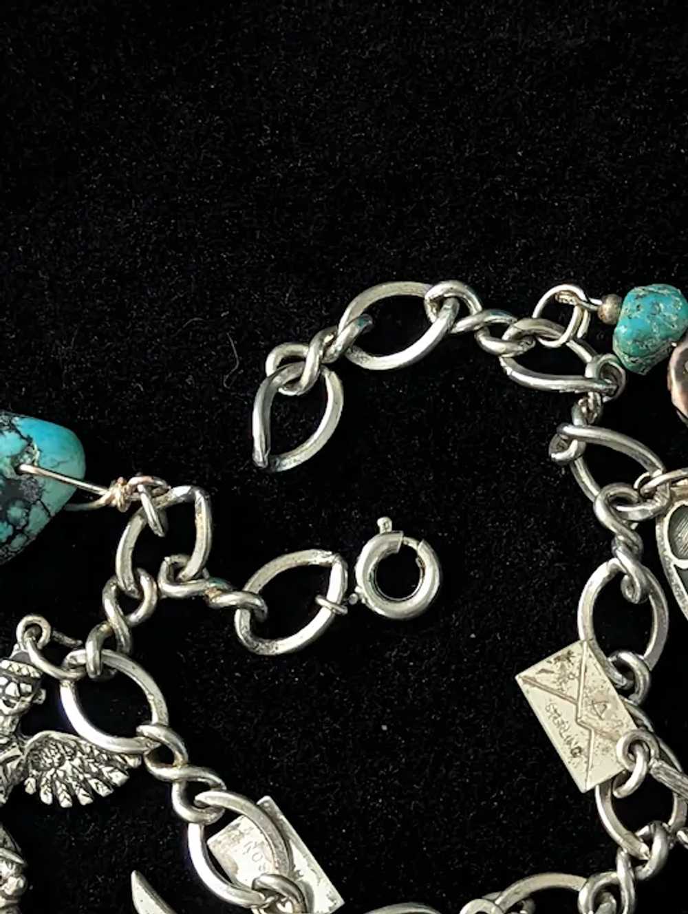 Authentic Southwestern Sterling silver charm brac… - image 8