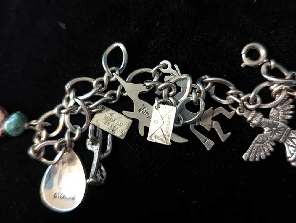 Authentic Southwestern Sterling silver charm brac… - image 9