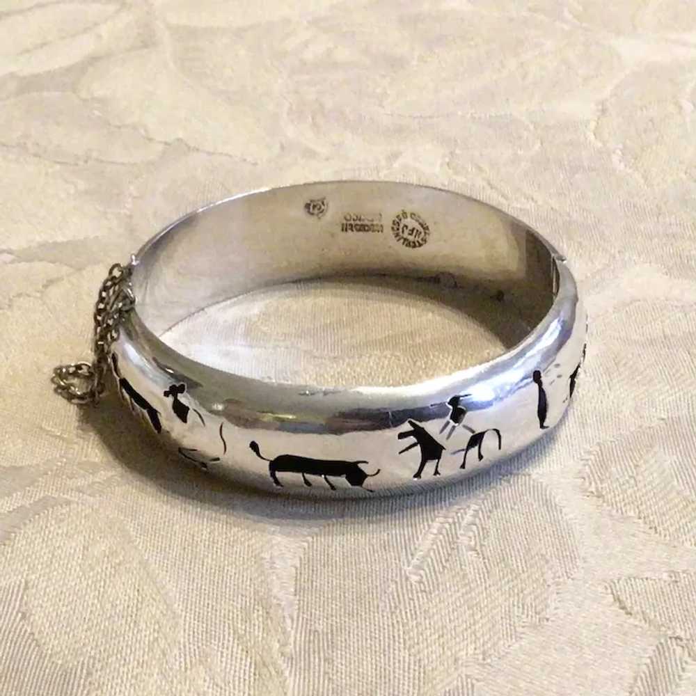 Mexican Sterling Silver Story Bangle Bracelet Eag… - image 2