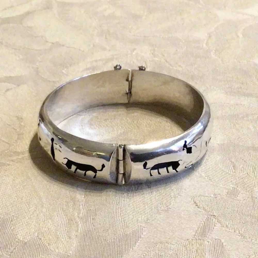 Mexican Sterling Silver Story Bangle Bracelet Eag… - image 3