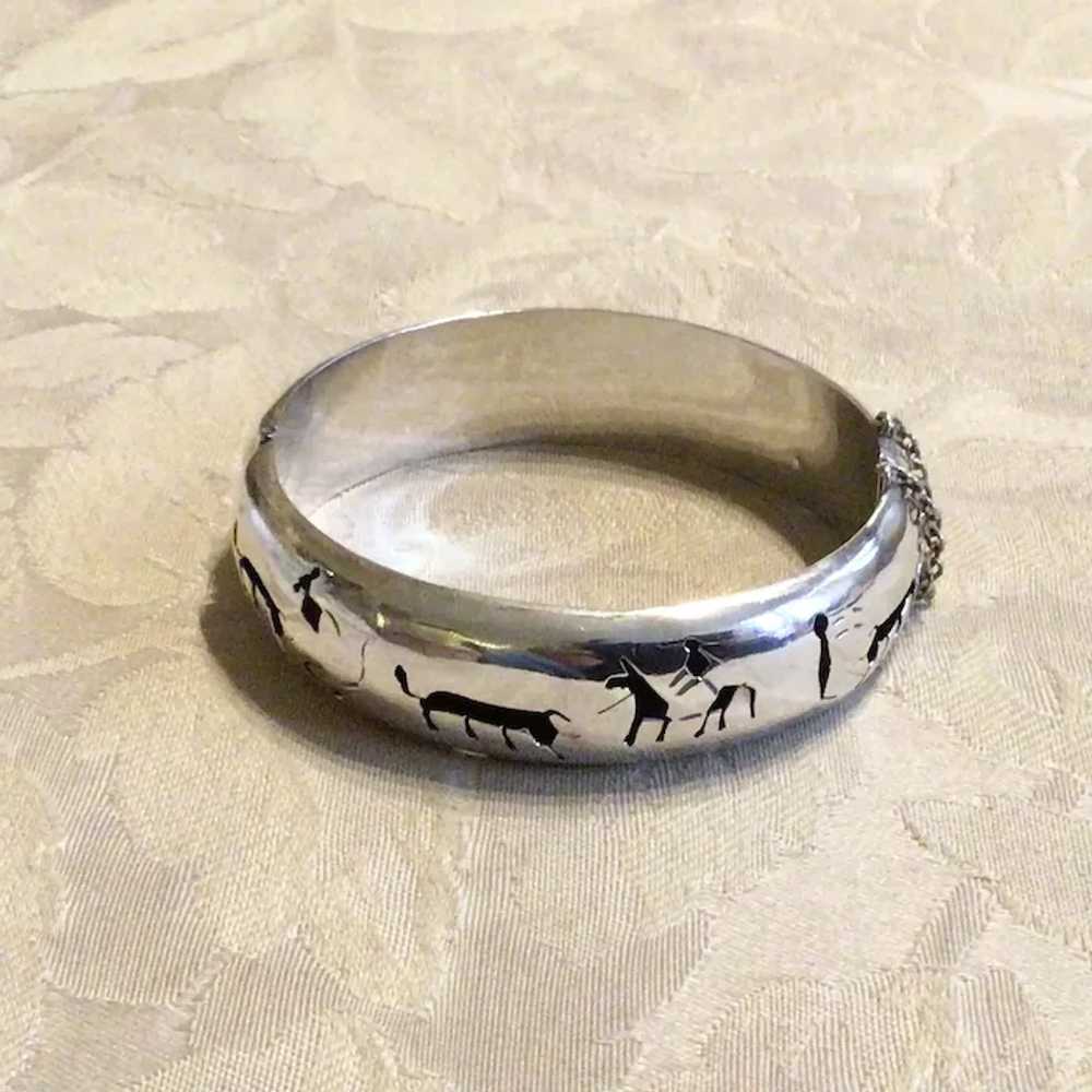Mexican Sterling Silver Story Bangle Bracelet Eag… - image 4