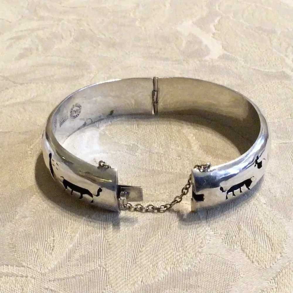 Mexican Sterling Silver Story Bangle Bracelet Eag… - image 5