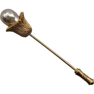 Sarah Coventry Stick Pin with Large Faux Pearl  -… - image 1