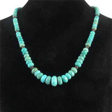 Faceted Turquoise and Sterling Silver Graduated B… - image 1