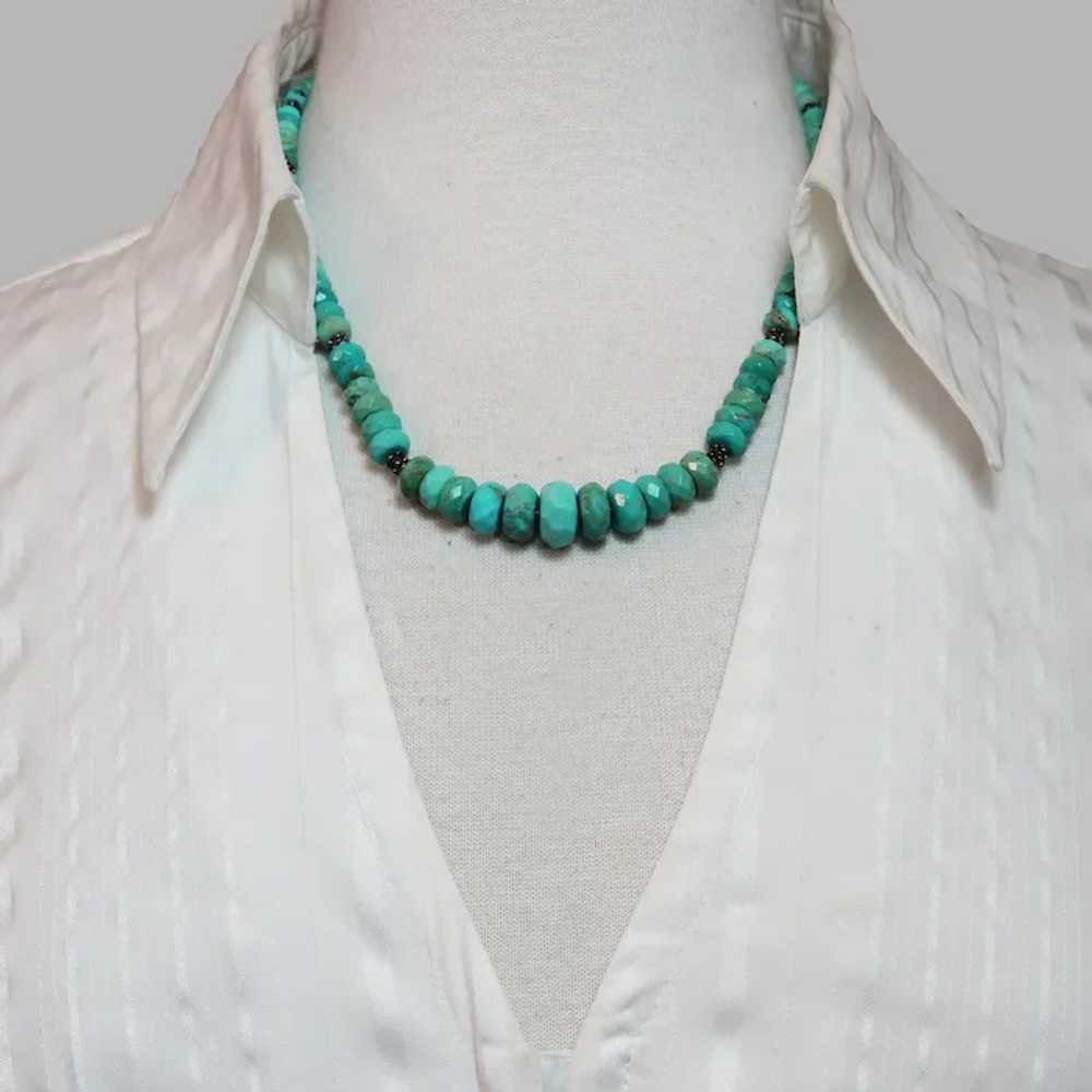Faceted Turquoise and Sterling Silver Graduated B… - image 3