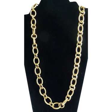 14k YG Textured 30" Large Oval Link Chain 39g