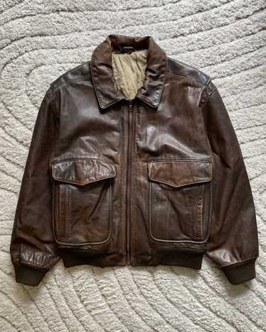 Hugo Boss 1990s Hugo Boss Leather Bomber Jacket (… - image 1