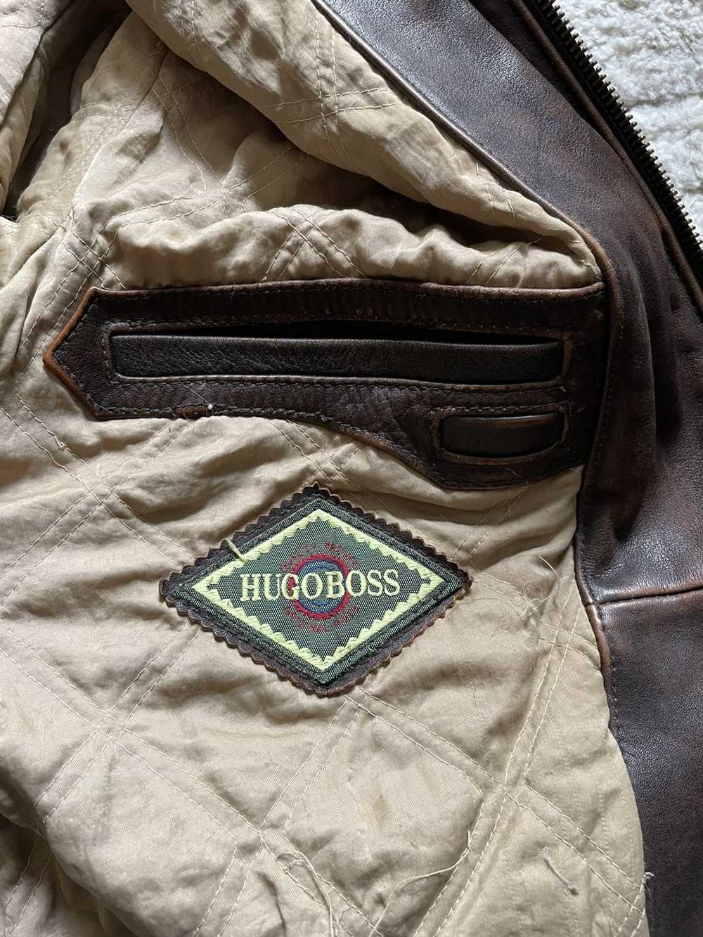 Hugo Boss 1990s Hugo Boss Leather Bomber Jacket (… - image 5