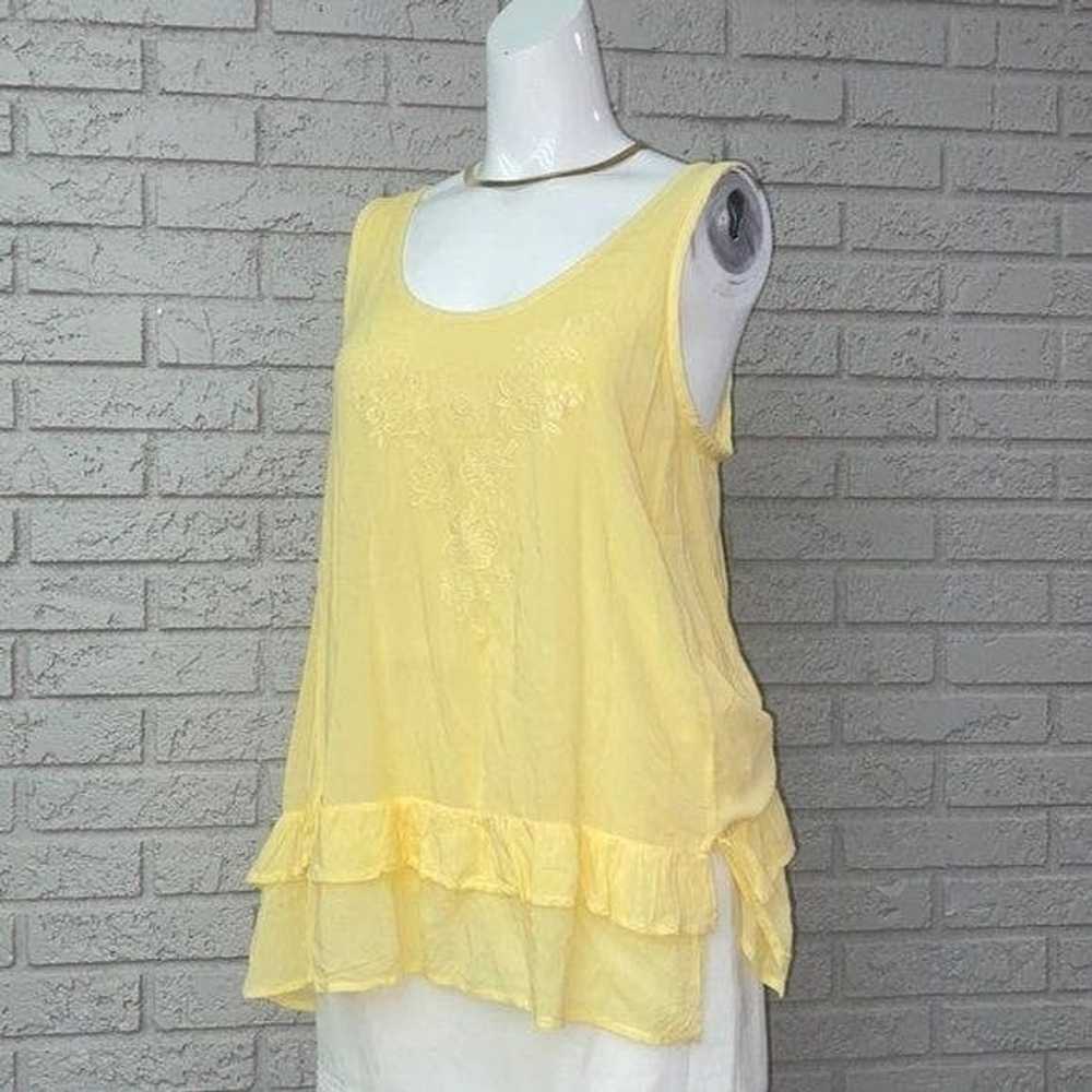 Other Democracy Yellow Embroidered Ruffled Hemlin… - image 1