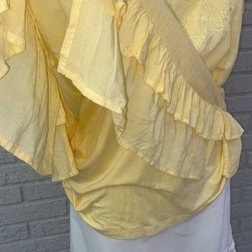 Other Democracy Yellow Embroidered Ruffled Hemlin… - image 8