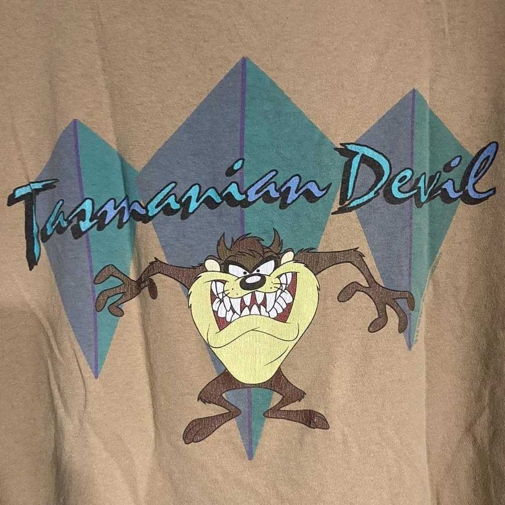Warner Bros Vintage Tasmanian Devil Tan Khaki T-S… - image 4