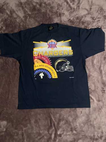 sweetVTGtshirt Chargers Shirt Vintage 1995 Lightning All Day Mega Print Super Bowl Forecast San Diego Football NFL Salem Sportswear Made in USA Size Medium