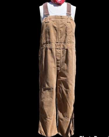 Vintage Carhartt Bib Overalls Mens 31x32 Brown Duck Canvas Double Knee