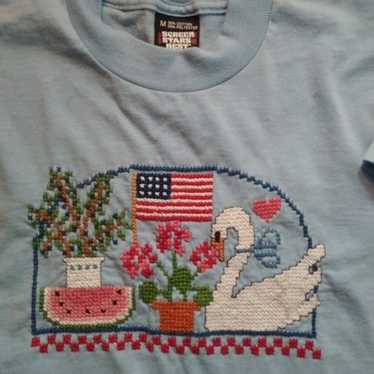 Vintage Thrift 90's Swan Magic Louisiana Embroidered Tee