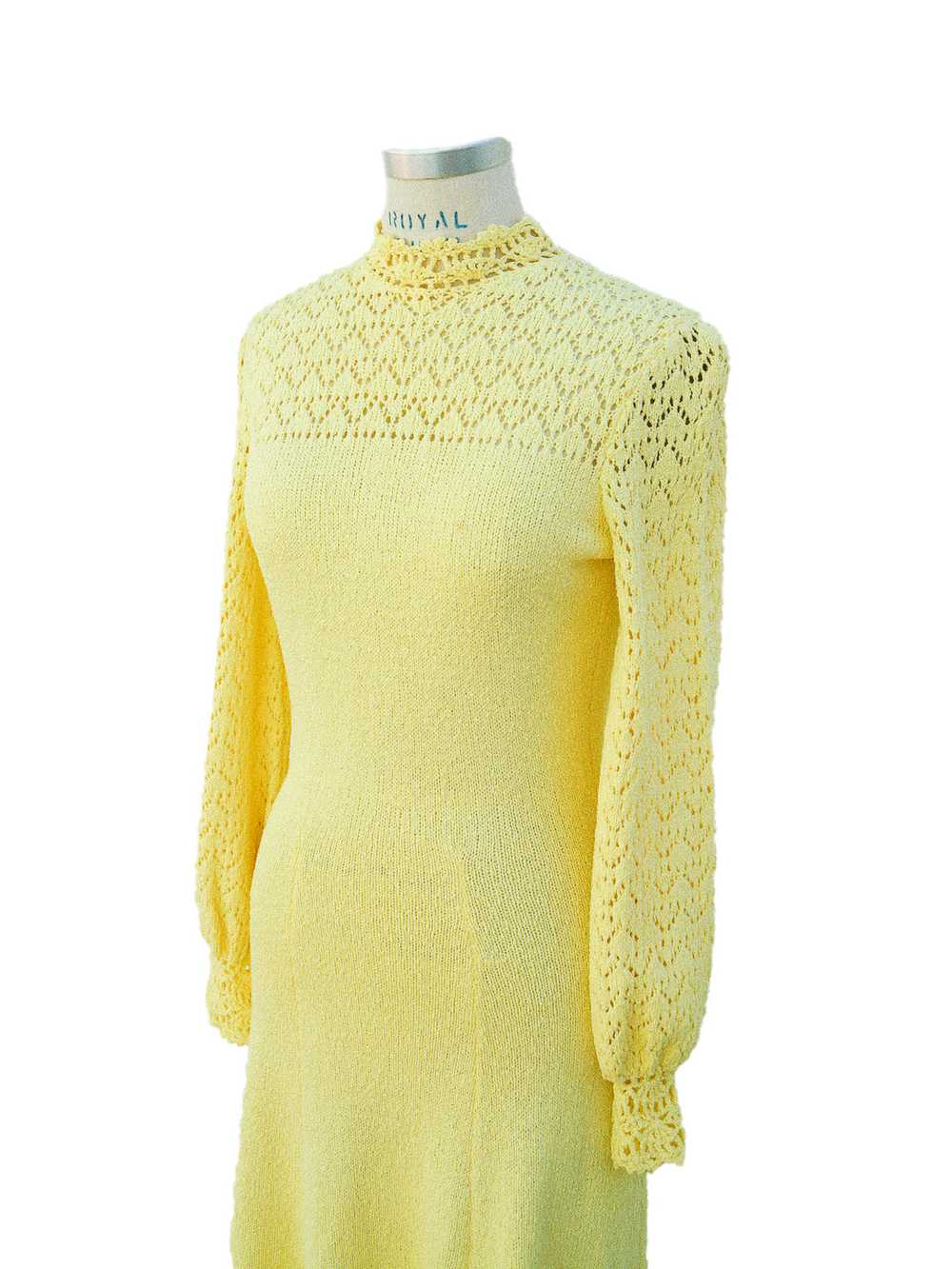 1970s Yellow Knit Dress - image 2