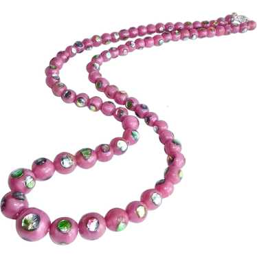 Crystal Faceted Beads On Fishing Wire Necklaces Metallic Peacock