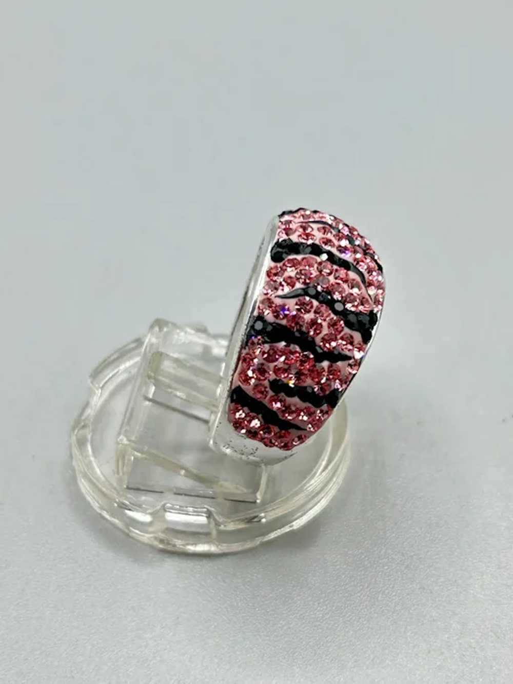 Black & Pink Crystals Animal Print Pattern Ring S… - image 3