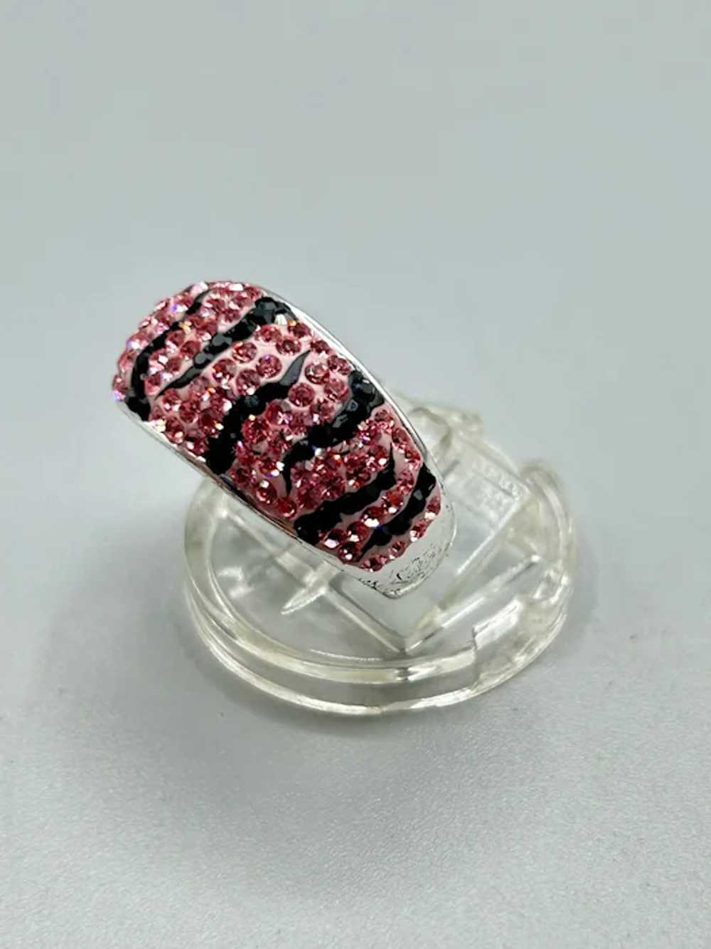 Black & Pink Crystals Animal Print Pattern Ring S… - image 4