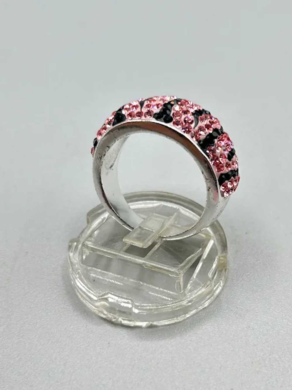 Black & Pink Crystals Animal Print Pattern Ring S… - image 5