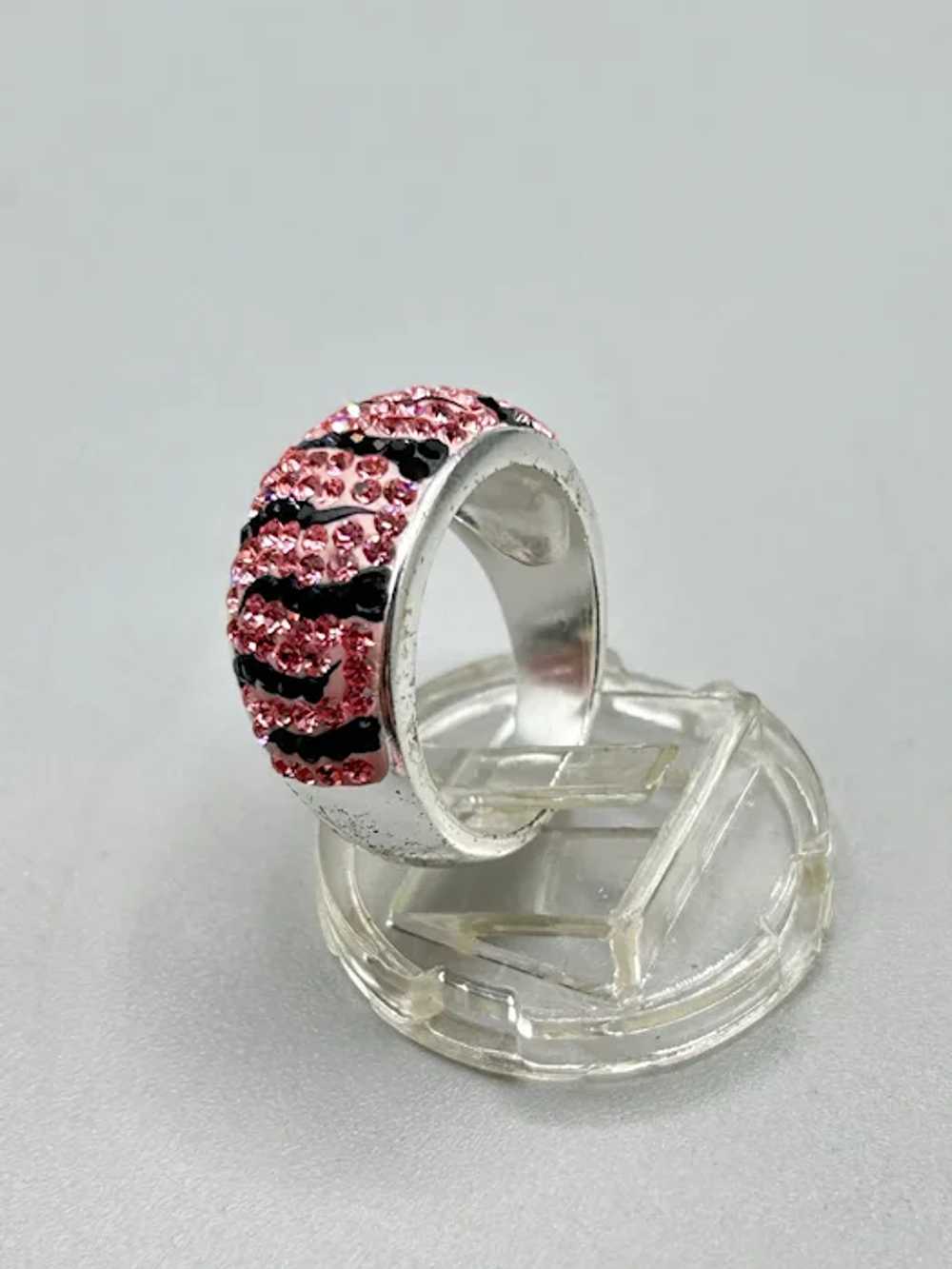 Black & Pink Crystals Animal Print Pattern Ring S… - image 6