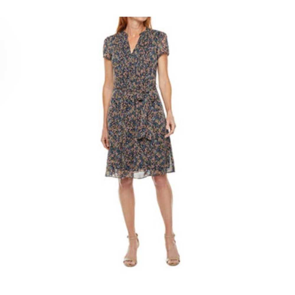 Other MSK Floral V-Neck Button Front Shift Dress … - image 1