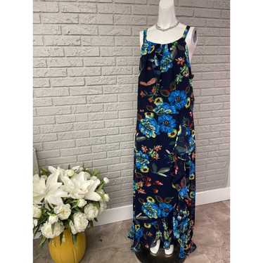 Other R & K Navy Blue Floral Print Maxi Dress Siz… - image 1